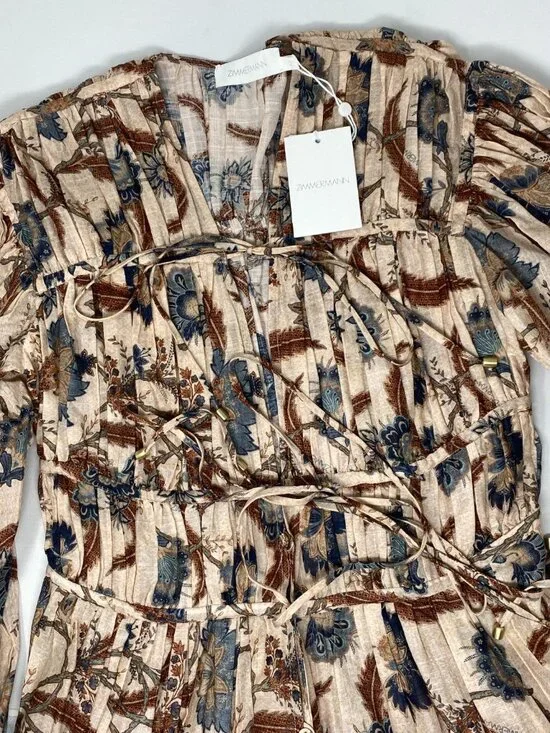 Zimmermann Ascension Tie Billow Cotton Tiered Maxi Dress AU 2 / US 8 NWT $1,250 - Picture 8 of 13